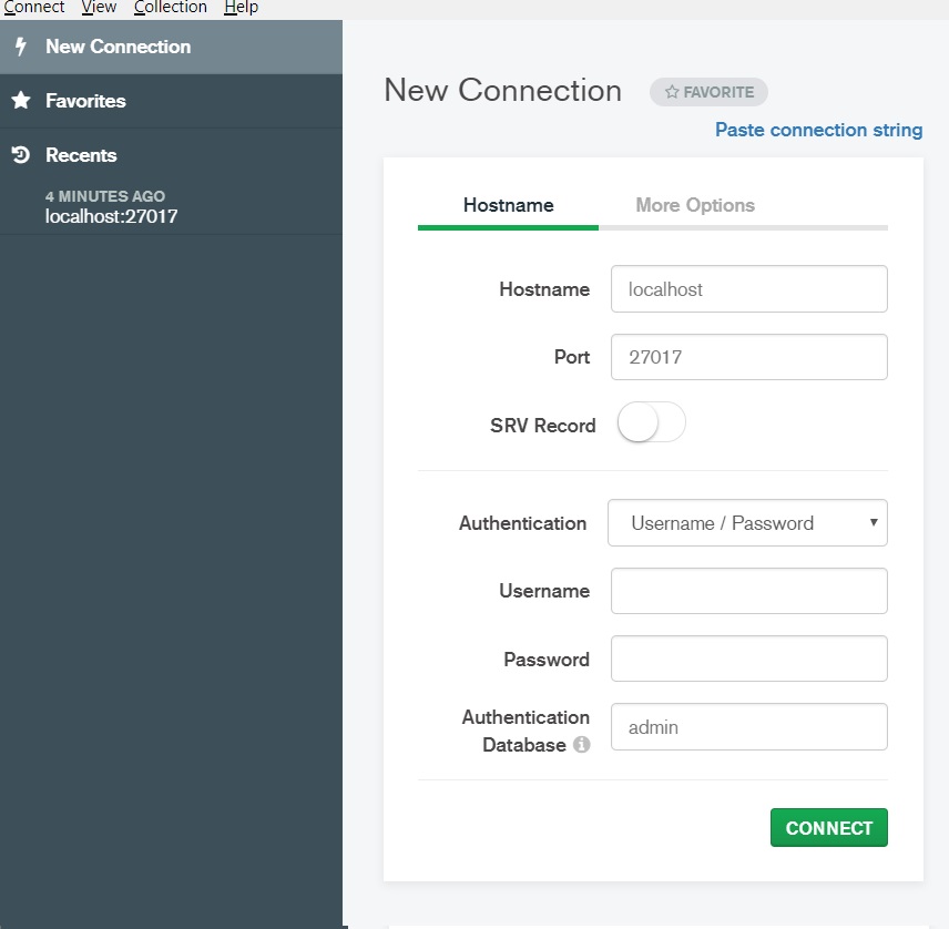 individually change connection settings when creating new mongodb connection in compass